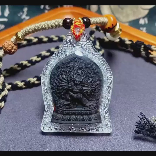 Yamantaka Vajrabhairava Tsa Tsa Pendant, Tibetan Buddhist Clay Statue Necklace, Handmade Vajra Gau Box Amulet, Himalayan Meditation Jewelry
