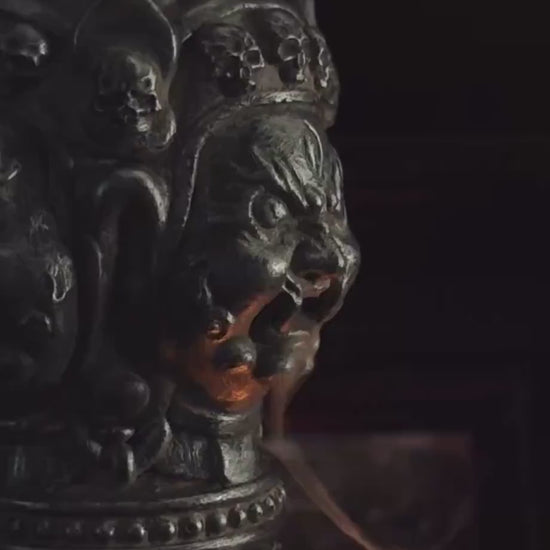 Handcrafted Vajra Backflow Incense Burner: Tibetan Ceramic