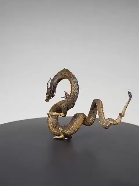 Load video: Auspicious Dragon Statue Bronze Sculpture - Feng Shui Tea Pet &amp; Incense Holder - Mythical Chinese Dragon Home Decor - Asian Art Zen Ornament