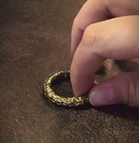 Handcrafted Brass Dragon Keychain: Tibetan Good Fortune Amulet