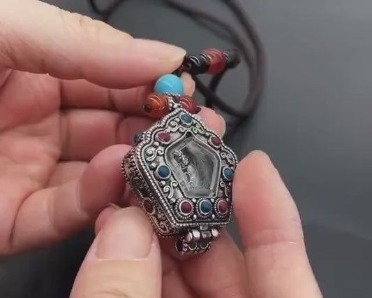 Tibetan Ghau Prayer Box Necklace | Buddhist Amulet Pendant | Handmade Brass Ghau Locket