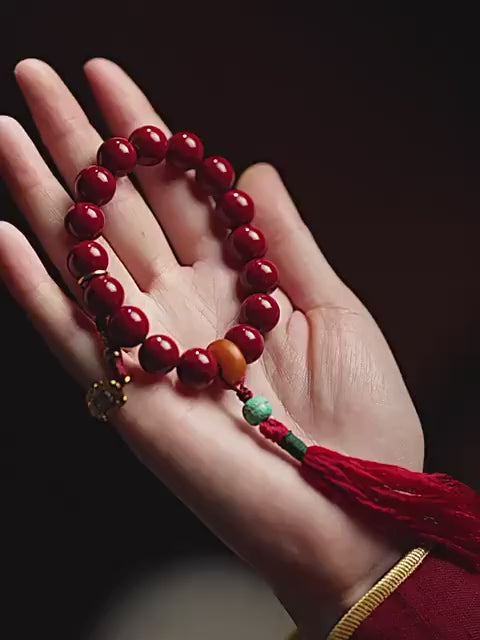 Handmade Natural Cinnabar Bracelet with Beeswax and Turquoise, Original Purple Cinnabar Beads, Bohemian Ethnic Jewelry Gift for Her